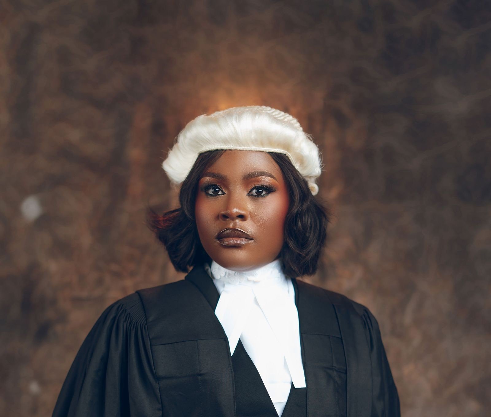 South African advocate in traditional court robes and wig