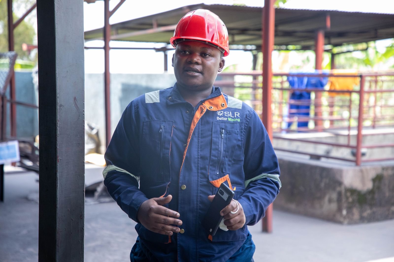 A mining engineer wearing safety gear at a South African mine site