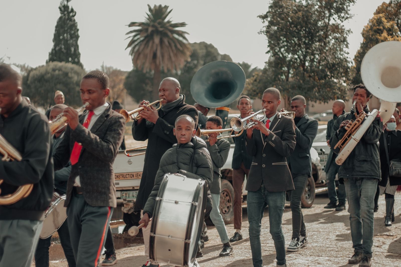 South African brass band performing in a community parade